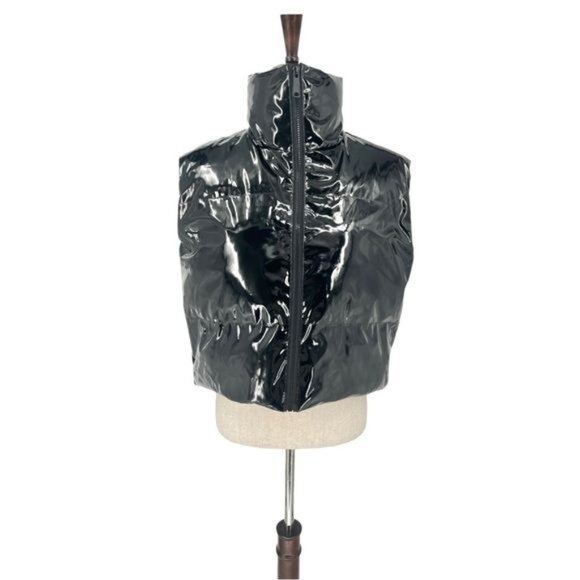 PrettyLittleThing Vinyl Padded Vest | 0 - Picture 3 of 10